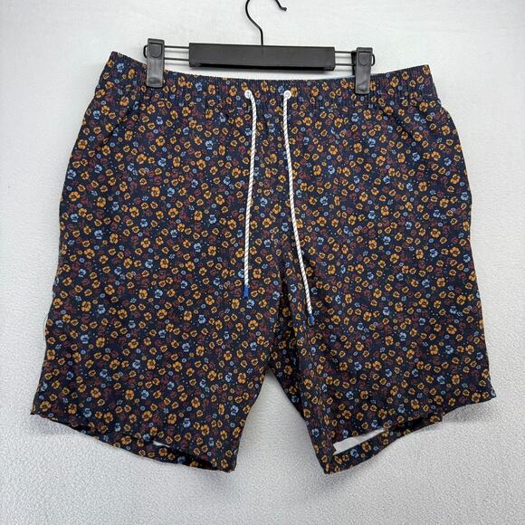 Bonobos Swim trunks Men's Large Blue Floral Pockets 9 Inch Lined Vacation Preppy - Picture 1 of 10